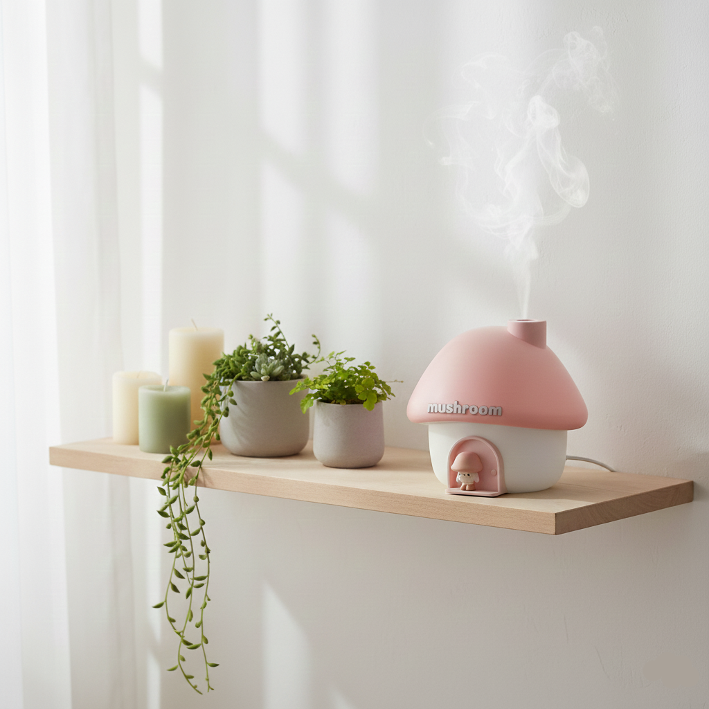 Mushroom House LED Humidifier & Aroma Diffuser – 7-Color Ambient Light